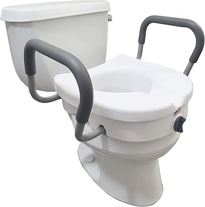 Carex E-Z Lock Raised Toilet Seat With Handles