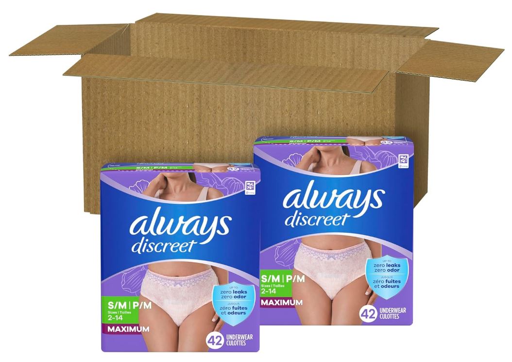 Adult Incontinence Underwear for Women and Postpartum Underwear, S/M, Up to 100%* Bladder Leak Protection