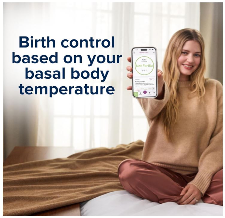 Clearblue & Natural Cycles Hormone-Free Birth Control Kit Starter Pack, 3 Month Subscription to The Natural Cycles app, 15 Digital Ovulation Tests, 1 Digital Basal Thermometer