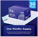 50 x  Bed Pads 36" x 36" | Extra Large Disposable Underpads | Heavy Duty & Ultra Absorbent Leak Proof Chucks Pads for Adults, Children, Babies & Pets | FSA & HSA Eligible