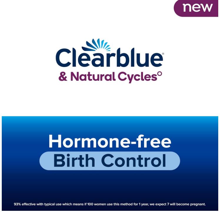 Clearblue & Natural Cycles Hormone-Free Birth Control Kit Starter Pack, 3 Month Subscription to The Natural Cycles app, 15 Digital Ovulation Tests, 1 Digital Basal Thermometer