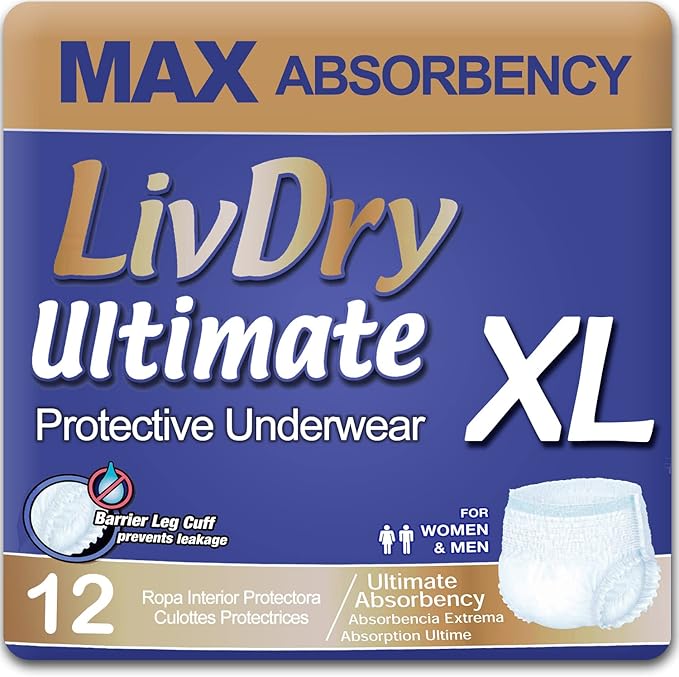 Adult Incontinence Underwear, Max Absorbent Adult Diapers with Leak Protection, X-Large