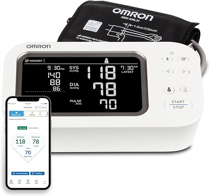 Platinum Upper Arm Blood Pressure Monitor - Clinically Validated Blood Pressure Arm Cuff - Use OMRON Connect App for Unlimited Free Measurements