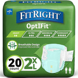 Adult Diapers, Extra Heavy Absorbency, 2XL (Waist Size 60in-70in), 20/80 Count, OptiFit Incontinence Briefs for Men and Women, Disposable, Moisture Wicking, Leak Protection