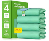 34" x 52" (Pack of 4) - Heavy Absorbency Reusable Incontinence Pads for Kids, Adults, Elderly, and Pets - Waterproof Protective Pad for Bed, Couch, Sofa, Furniture, Floor