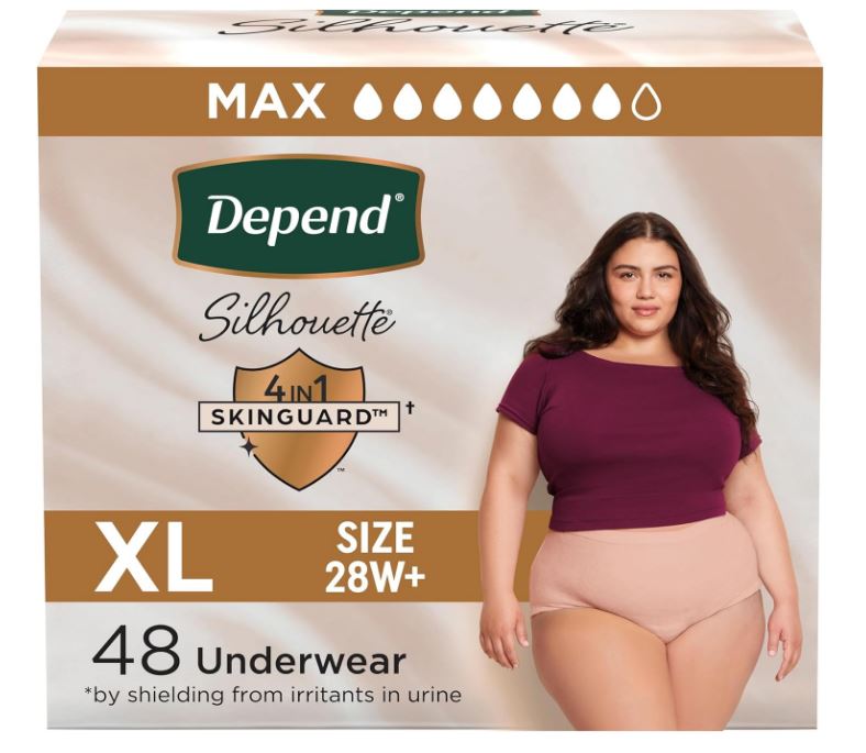 Adult Incontinence & Postpartum Bladder Leak Underwear for Women, Maximum Absorbency, Extra Large, Pink, 48 Count (2 Packs of 24)