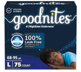Boys' Nighttime Bedwetting Underwear, Size Large (68-95 lbs)