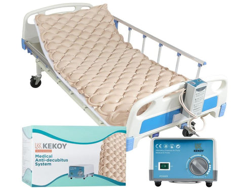 Alternating Air Pressure Mattress Pad, Bed Sore Prevention, Hospital Bed Mattress Topper with Whisper Quiet Pump & Waterproof, Heat Resistant Ulcer Cushion Pad for Hospital, Home, Medical Use