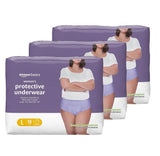 Incontinence Underwear for Women, Protective, Disposable, Postpartum, Maximum Absorbency, Large, Lavender, 54 Count (3 Packs of 18)