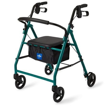 Medline Steel Rollator Walker for Adult Mobility Impairment, Burgundy, 350 lb. Weight Capacity, 6” Wheels, Foldable, Adjustable Handles, Rolling Walker for Seniors