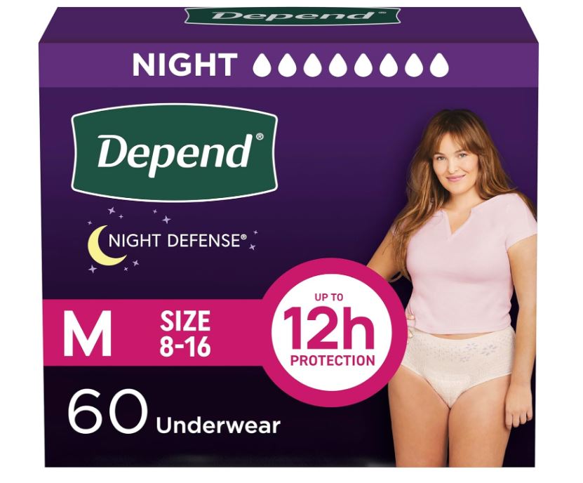Adult Incontinence & Postpartum Bladder Leak Underwear for Women, Disposable, Overnight, Medium, Blush