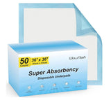 50 Count 30" x 36" or 36" x 36" Super Absorbency Disposable Underpads - Leakproof Quick Drying Pads for Baby, Puppy & Adults, Bed Pads, Incontinence & Dog Pee