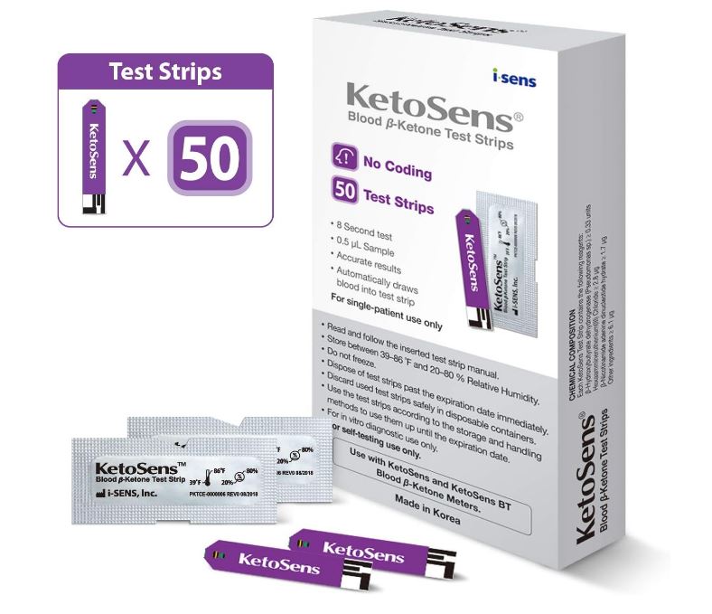 Blood Ketone Test Strips - Ideal for The Keto Diet and Ketosis Monitoring - Includes 50 Test Strips
