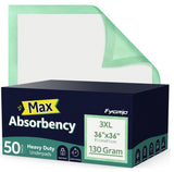 50 Count Hospital Grade 130 Gram 36” x 36” Max Absorbency Disposable Underpads, Leakproof Quick Drying XXXL Bed Pads Disposable for Adults, Kids, Pets Incontinence Pads, Pee Pads