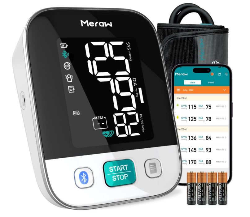 Blood Pressure Monitors for Home Use with APP Health Tracking, Blood Pressure Cuff Arm 8.6-16.5' with Automatic Pressurization, Irregular Heartbeat Monitoring, 8 AAA Batteries