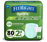 Adult Diapers, Extra Heavy Absorbency, 2XL (Waist Size 60in-70in), 20/80 Count, OptiFit Incontinence Briefs for Men and Women, Disposable, Moisture Wicking, Leak Protection