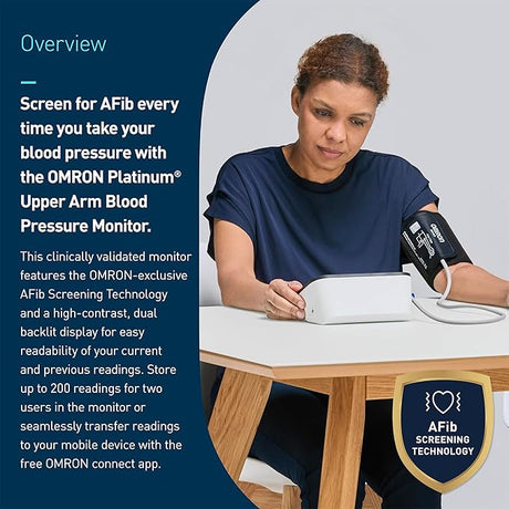Platinum Upper Arm Blood Pressure Monitor - Clinically Validated Blood Pressure Arm Cuff - Use OMRON Connect App for Unlimited Free Measurements