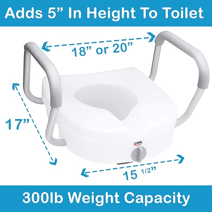Carex E-Z Lock Raised Toilet Seat With Handles