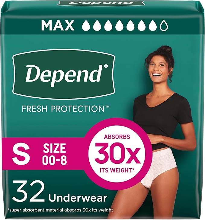 Adult Incontinence & Postpartum Bladder Leak Underwear for Women, Disposable, Maximum, Small, Blush
