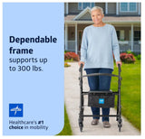 Medline Steel Rollator Walker for Adult Mobility Impairment, Burgundy, 350 lb. Weight Capacity, 6” Wheels, Foldable, Adjustable Handles, Rolling Walker for Seniors