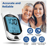 Blood Glucose Monitor Kit, 100 Glucometer Strips, 100 Lancets, 1 Blood Sugar Monitor, Blood Sugar Test Kit with Control Solution, Lancing Device, No Coding, Large Display