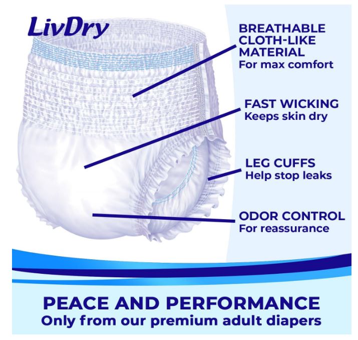 Adult Diapers Large Incontinence Underwear, Overnight, Leak Protection