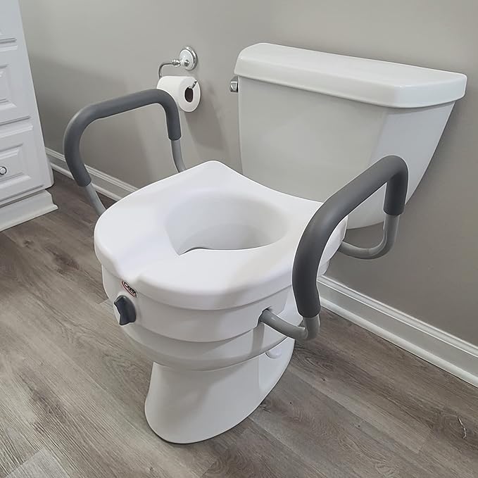 Carex E-Z Lock Raised Toilet Seat With Handles