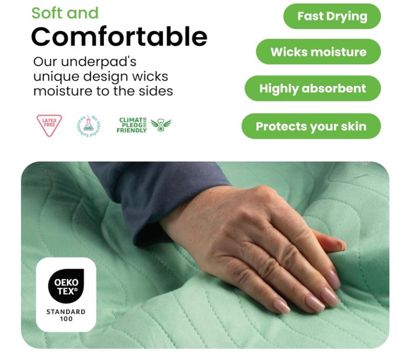 34" x 52" (Pack of 4) - Heavy Absorbency Reusable Incontinence Pads for Kids, Adults, Elderly, and Pets - Waterproof Protective Pad for Bed, Couch, Sofa, Furniture, Floor