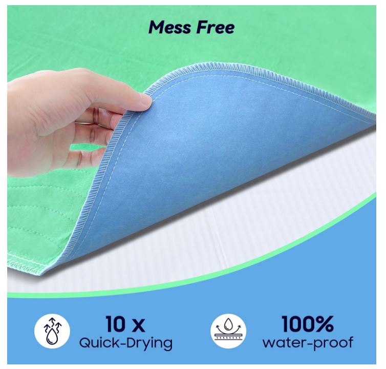 4 Pack 36” x 54” Extra Heavy Absorbency Washable Underpads, Waterproof Nursing Pads Incontinence Bed Pads, Reusable Washable Pee Pads for Dogs, Diaper Changing & Adults, Mattress Protector