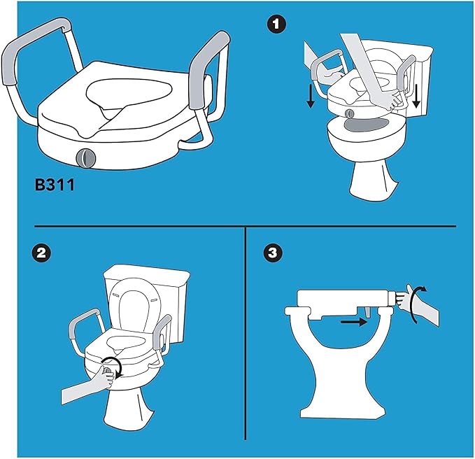 Carex E-Z Lock Raised Toilet Seat With Handles