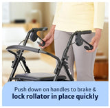 Medline Steel Rollator Walker for Adult Mobility Impairment, Burgundy, 350 lb. Weight Capacity, 6” Wheels, Foldable, Adjustable Handles, Rolling Walker for Seniors