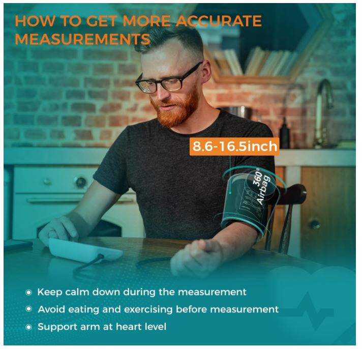 Blood Pressure Cuff Automatic Arm, Blood Pressure Monitor Home Use, Blood Pressure Machine Large Arm 8.6-16.5" Dual Users Bluetooth APP High Accuracy Irregular Heartbeat Monitoring Bag