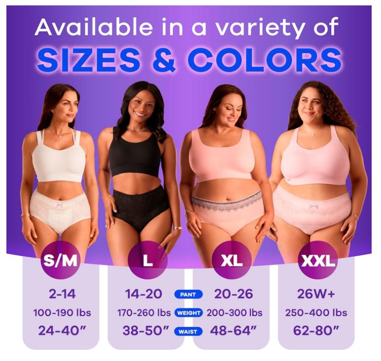 Adult Incontinence Underwear for Women and Postpartum Underwear, S/M, Up to 100%* Bladder Leak Protection