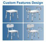 Shower Chair for Inside Shower with Arms and Back, 500 lbs Heavy Duty Shower Seat for Bathtub, Height Adjustable Safety Bath Seat for Elderly, Adults, Handicap and Disabled