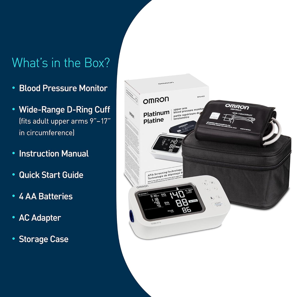Platinum Upper Arm Blood Pressure Monitor - Clinically Validated Blood Pressure Arm Cuff - Use OMRON Connect App for Unlimited Free Measurements