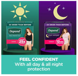 Adult Incontinence & Postpartum Bladder Leak Underwear for Women, Disposable, Overnight, Medium, Blush