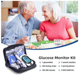 Blood Glucose Monitor Kit, 100 Glucometer Strips, 100 Lancets, 1 Blood Sugar Monitor, Blood Sugar Test Kit with Control Solution, Lancing Device, No Coding, Large Display
