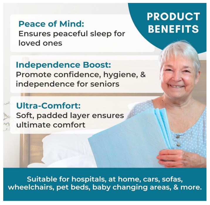 40 XL 36 x 36 Heavy Duty Ultra Absorbent Bed Pads w/ Adhesive by Nurture | Disposable Chux Liners, Underpads, Adult Incontinence Hospital Grade Chucks