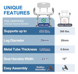 Shower Chair for Inside Shower with Arms and Back, 500 lbs Heavy Duty Shower Seat for Bathtub, Height Adjustable Safety Bath Seat for Elderly, Adults, Handicap and Disabled