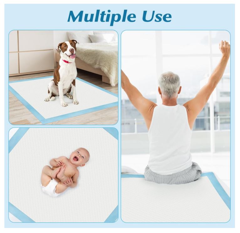 50 Count 30" x 36" or 36" x 36" Super Absorbency Disposable Underpads - Leakproof Quick Drying Pads for Baby, Puppy & Adults, Bed Pads, Incontinence & Dog Pee