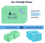 4 Pack 36” x 54” Extra Heavy Absorbency Washable Underpads, Waterproof Nursing Pads Incontinence Bed Pads, Reusable Washable Pee Pads for Dogs, Diaper Changing & Adults, Mattress Protector