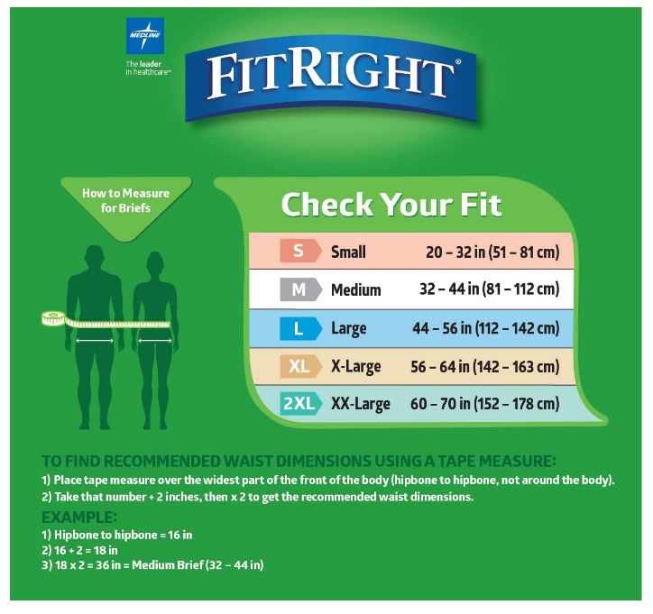 Adult Diapers, Extra Heavy Absorbency, 2XL (Waist Size 60in-70in), 20/80 Count, OptiFit Incontinence Briefs for Men and Women, Disposable, Moisture Wicking, Leak Protection
