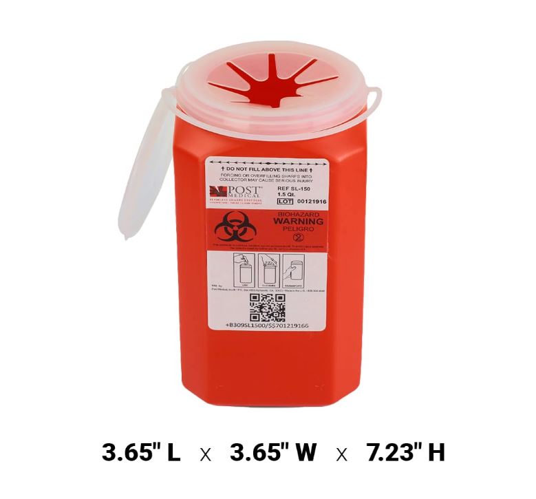 1.5qt (1PK) Mail-in Take Back Sharps Containers with Destruction Services for Safe & Environmentally-Responsible Needle Disposal | Home, Personal, Travel, and Professional Use