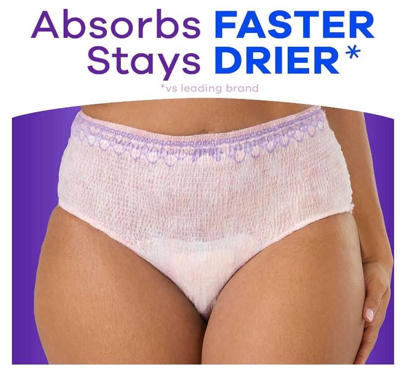 Adult Incontinence Underwear for Women and Postpartum Underwear, Extra Large, Up to 100% Bladder Leak Protection, 64 Count (2 Packs of 32)