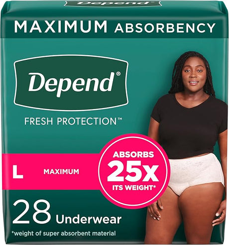 Adult Incontinence & Postpartum Bladder Leak Underwear for Women, Disposable, Maximum, Large, Blush