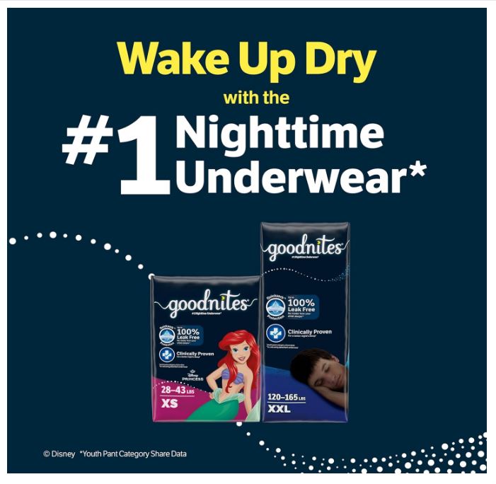 Boys' Nighttime Bedwetting Underwear, Size Large (68-95 lbs)